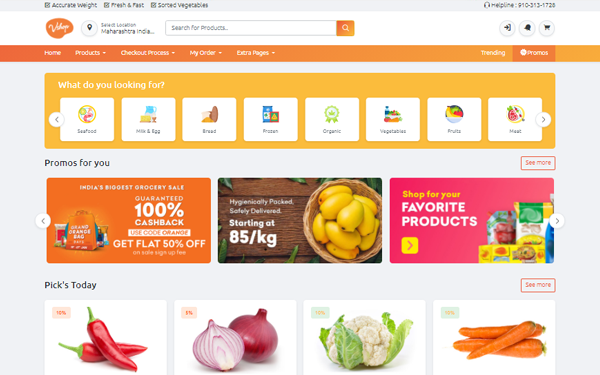 hr-48WB0970T53 Vegishop - Online Food Ordering Template