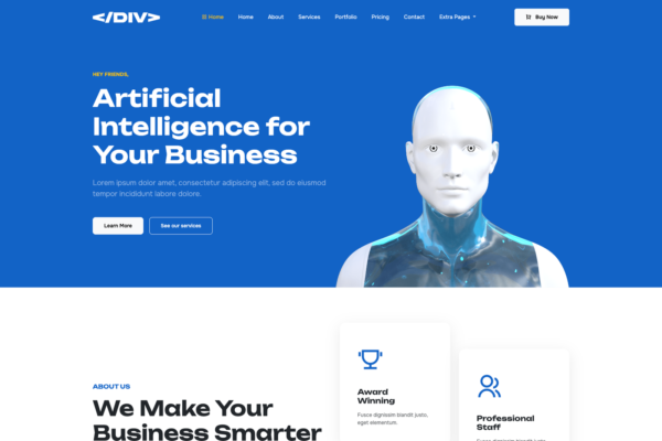 AI (Artificial Intelligence) One Page Website Template