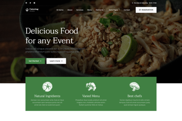 Catering - Restaurant & Tiffin Website Template
